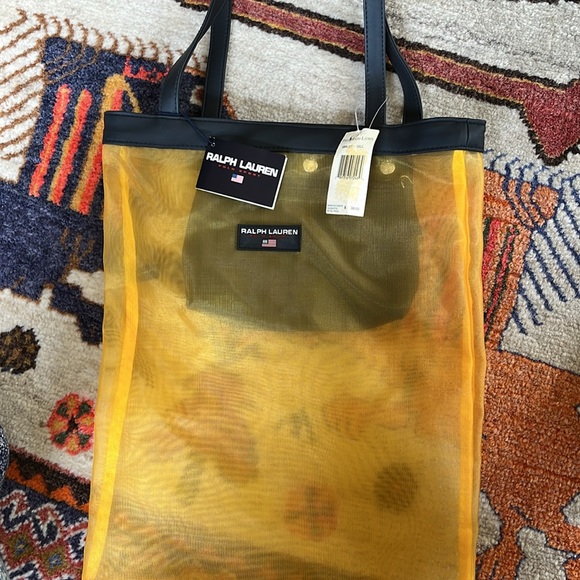 NWT Ralph Lauren Polo Sports Mesh Tote. Yellow - Picture 6 of 6